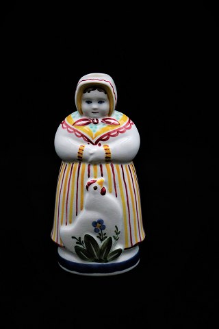 Easter wife in earthenware from Aluminia with a hen and room for a small candle at the top...