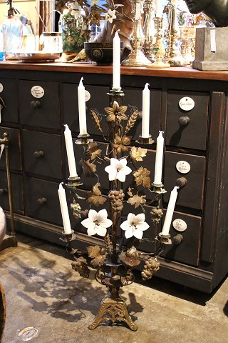 Antique, French church candlestick  in bronze with room for 7 candles from the 
19th century...