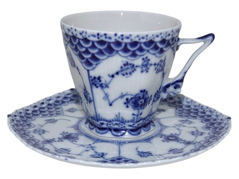 Blue Fluted Full LaceCoffee cup with devils heads on the side