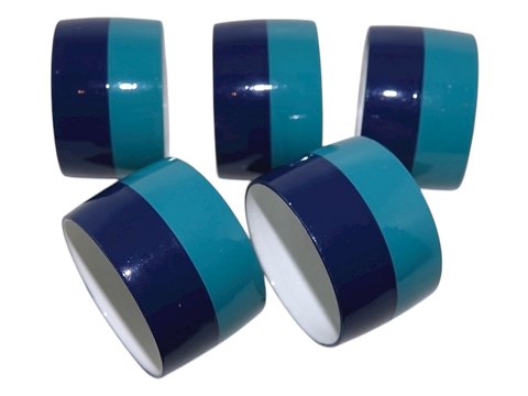 Laurids LønborgSæt på seks servietringe i turkis og blå  fra 1970