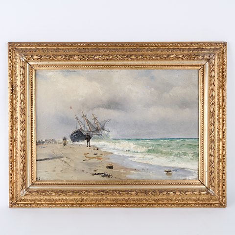 Marinemaleri - Oliemaleri På Lærred - Holger Lübbers - Signeret - Danmark - 1800-Tallet