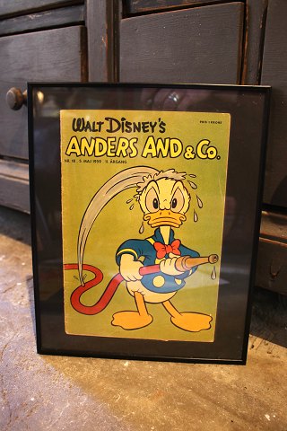 Decorative, old Walt Disney Donald Duck magazine from 1959 framed in a black frame. 30x24cm...