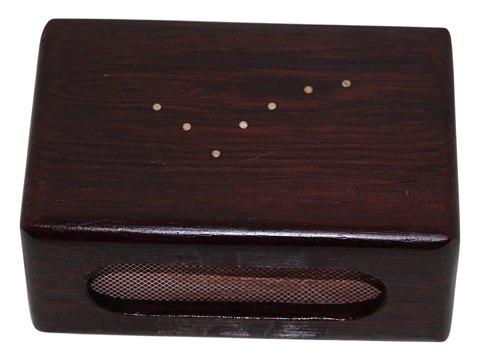 Palisander æske til en stor tændstikæske med små indlagte sølvprikker fra 1950-1960