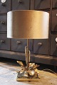 Dekorativ bordlampe fra 50/60érne i forgyldt messing og bronze fra Maison Jansen 
i Hollywood Regency style...