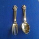 The Shepherdess and the Sweep children's cutlery in Danish gold-plated solid silver. Set spoon & fork