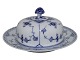 Blue Fluted Half LaceLidded bowl for butter with platter from 1898-1923