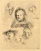 Rembrandt van Rijn (1606 - 1669) Holland: Studieblad med ...
