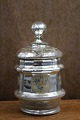 Rare 19th century lidded jar in Mercury Glass, decorated with hand-painted floral motif...