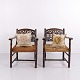 Pair of Armchairs - Dark Wood & Cane - 1920s