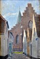 Frandsen, Frands (1885 - 1979) Danmark: Byparti med kirke.