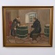 Painting on Canvas with Monastery and Monks in Gilt ...