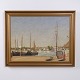 Oil Painting on Canvas with Harbour and Boats in Gilt ...