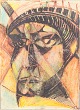 Europæisk kunstner, kubistisk komposition, mixed media ...