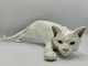 Royal Copenhagen stor Figur - Snigende hvid Kat