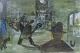 Sören Andersson (f. 1941), bymotiv, oliemaleri på plade, ...