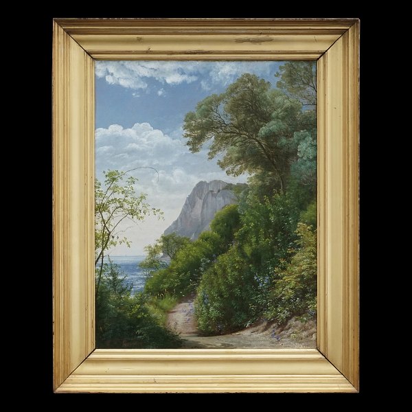 Carl Fredrik Aagaard, 1833-95, Landschaftspartie Møns Klint. Signiert. Lichtmasse: 51x39cm. Mit Rahmen: 65x53cm