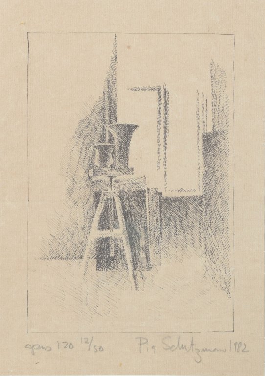 Pia Schutzmann (f. 1952).Litografi, 1982.