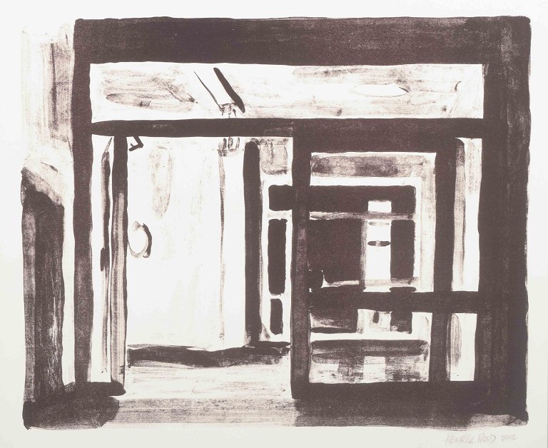 Henrik HoldKomposition, 2002.Litografi i sort/hvid.