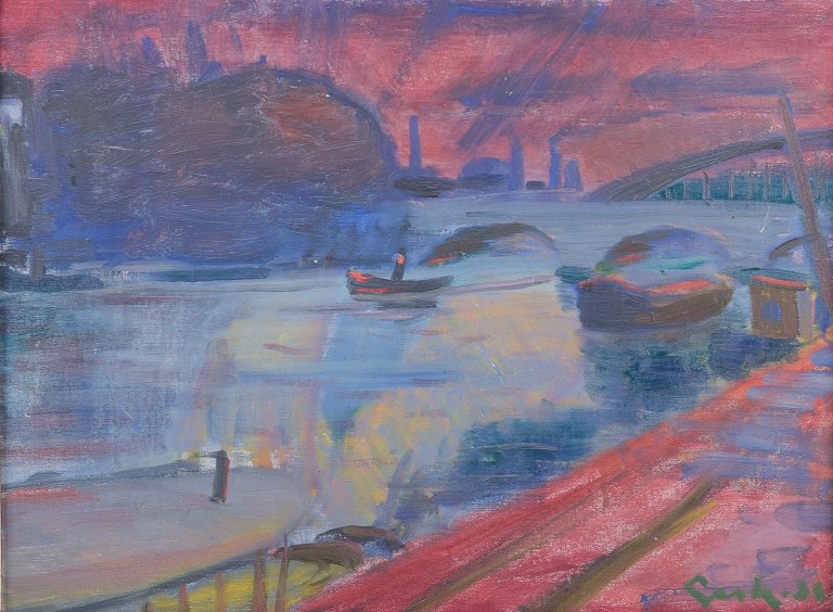 Gerhard Lundberg, Swedish artist“La Seine, Paris”.Oil on canvas.