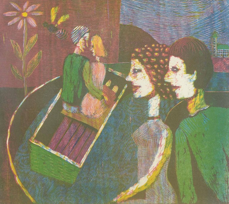 Seppo MattinenComposition with figures.Color lithograph.