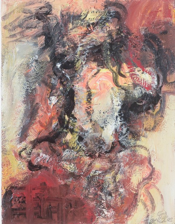 Erik Bille Christiansen (1954–2017)Oil on canvas mounted behind glass.1993.