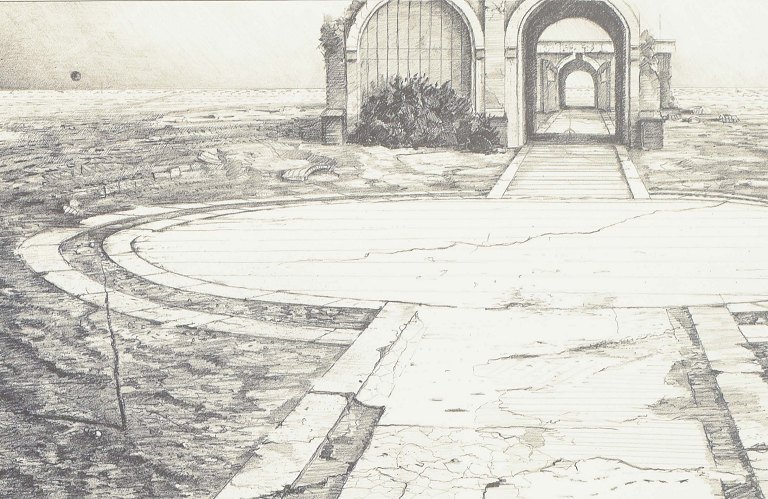 René Tancula (f. 1949) – Arkitektonisk motivRadering