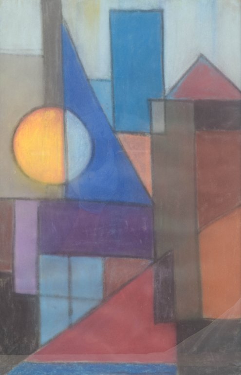 Skandinavisk kunstnerKonkret opstilling.Kridt på plade, bag glas.