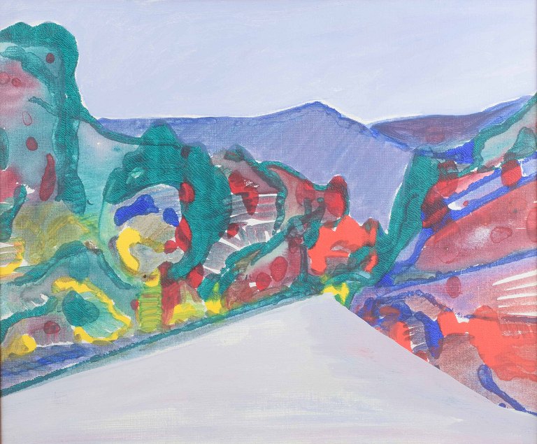 Swedish artistModernist landscape.Oil on canvas.