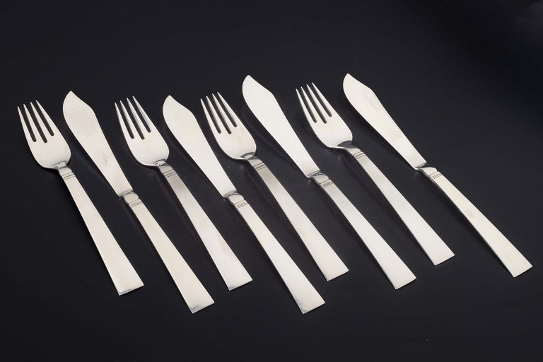 Georg JensenFish cutlery for 4 persons, “Acadia / Blok”.Sterling silver, 1933–44.
