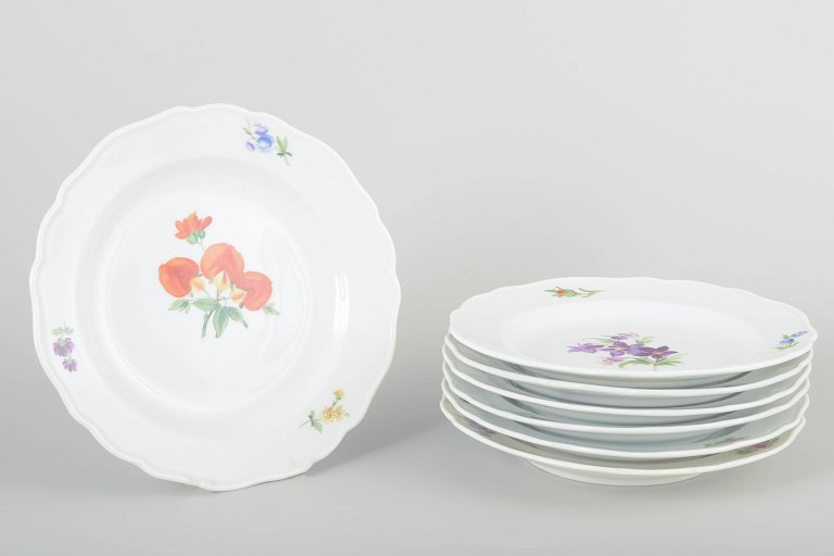 MeissenSeven salad plates, c. 1930s.