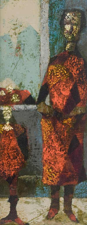 Sven Harald Ahlgren (1922–1997)“Damen och blomman”.Olie på træplade.