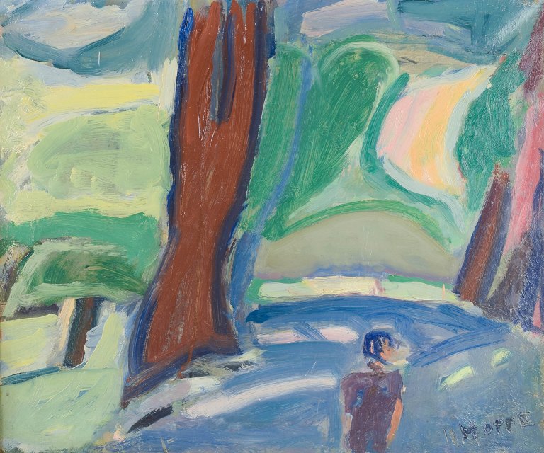 Erik Hoppe (1896–1968)Parti fra Søndermarken.Oil on canvas. Ca. 1930s.