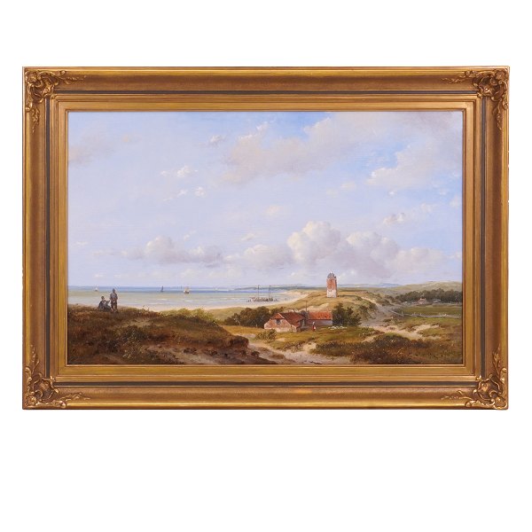 Hollandsk landskabsparti af Andreas Schelfout, 1787-1870, olie på træ. Signeret A. Schelfout. Lysmål: 44x68cm. Med ramme: 59x83cm