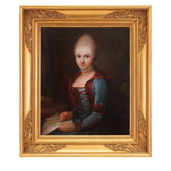 Jens Juel, Denmark, 1745-1802, portrait of a young girl circa 1768. Oil on canvas. Visible size: 33x28cm. With frame: 46x41cm