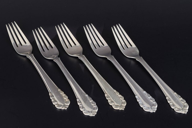 Georg Jensen5 lunch forks, “Lily of the Valley”, after 1944.