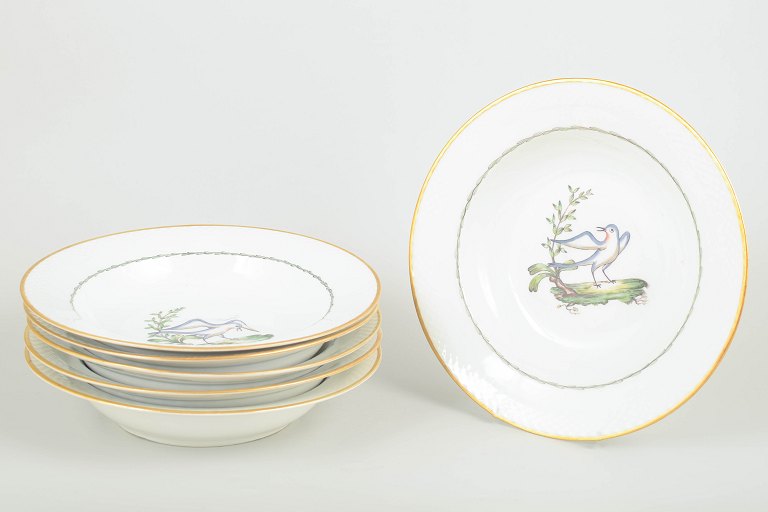 Royal Copenhagen – Set of six large deep plates, early 20th century.