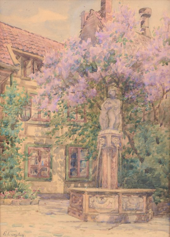 Emily Landberg, watercolour, listed Norwegian artist.