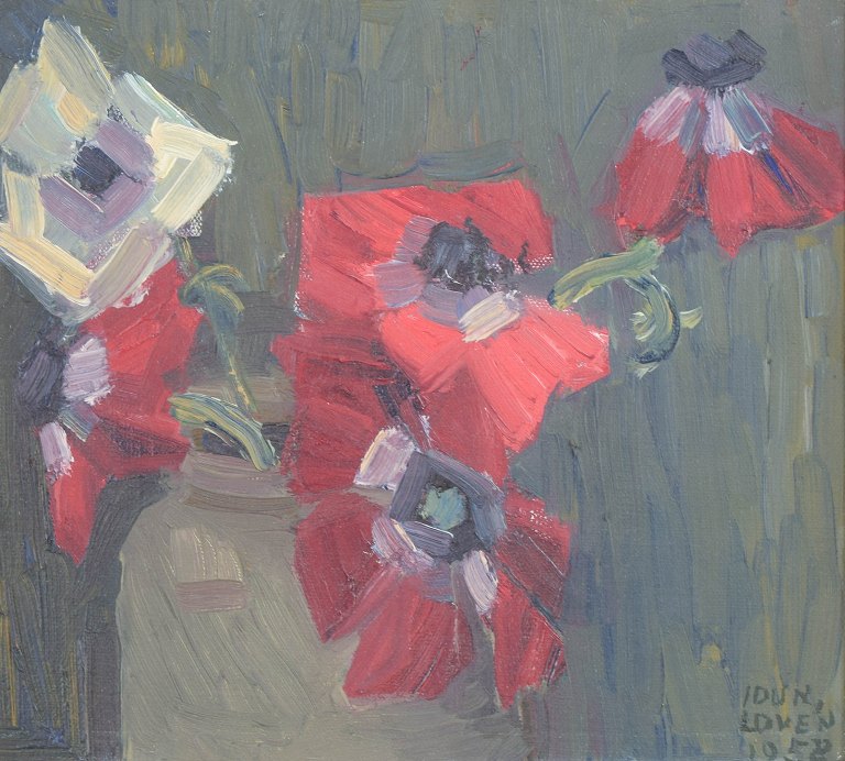 Idun Lovén, oil on canvas, listed Swedish artist.