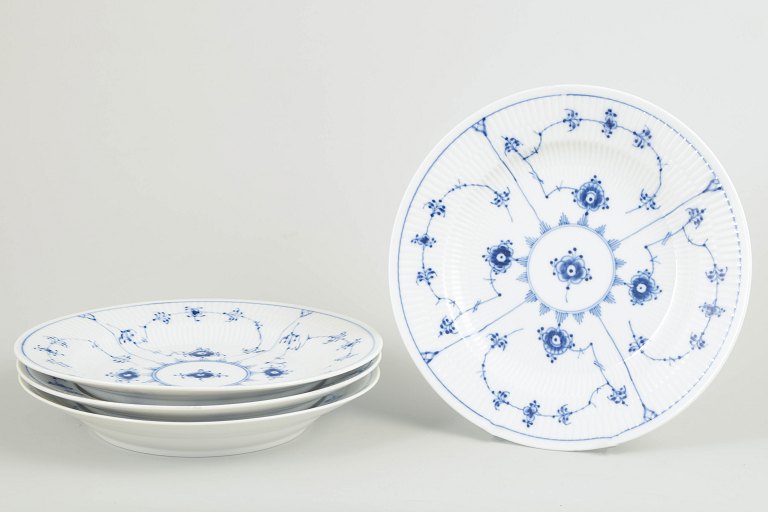 Royal Copenhagen, Blue Fluted Plain, set of 4 dinner plates.