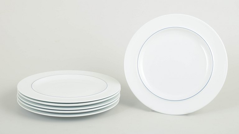 Grethe Meyer for Royal Copenhagen, set of six Blue Line lunch plates.