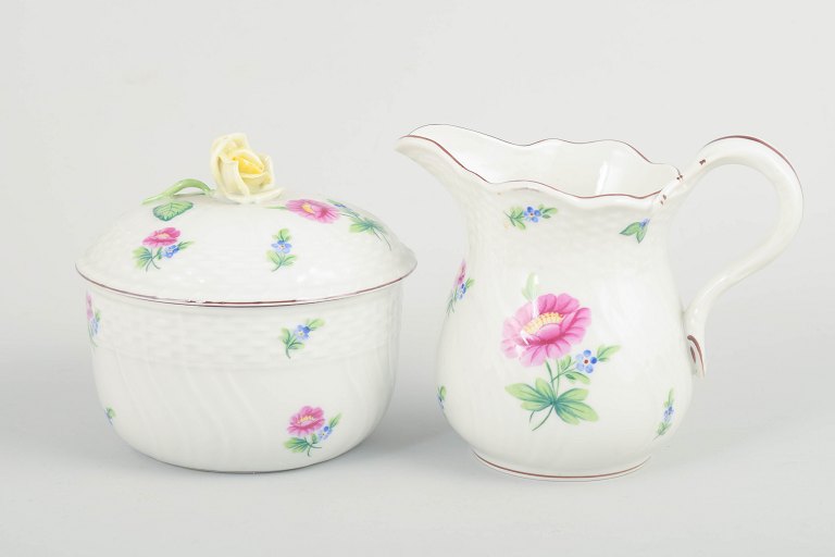 Herend, sugar bowl and creamer.