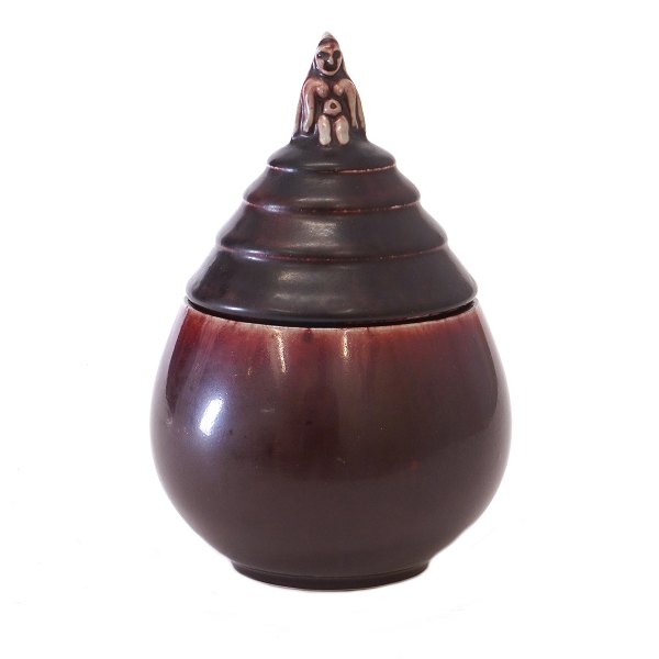 Bode Willumsen für Royal Copenhagen Deckelvase aus Steinzeug 20122. H: 17,5cm