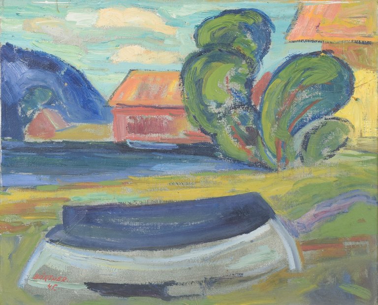 Gustaf Börtner, olie på lærred, svensk kunstner.