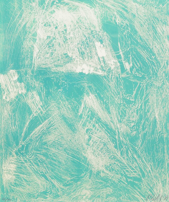 Per Kirkeby, colour zincograph, listed Danish visual artist.