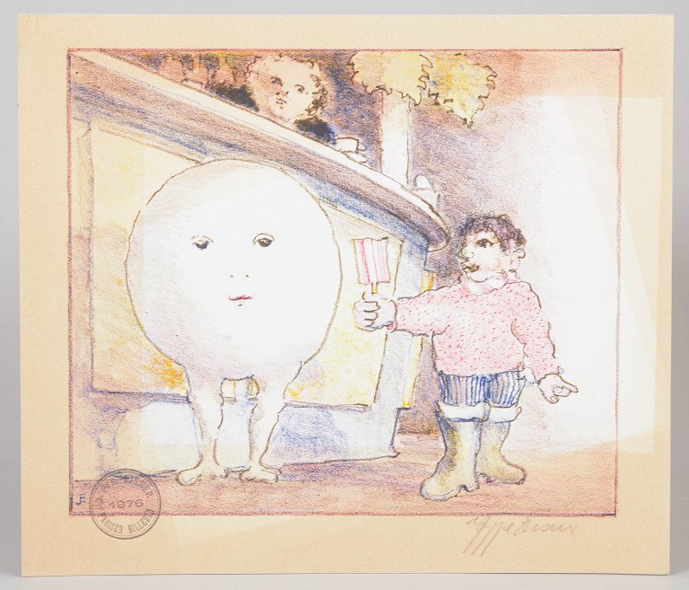 Jeppe Eisner, colour lithograph, listed Danish visual artist.
