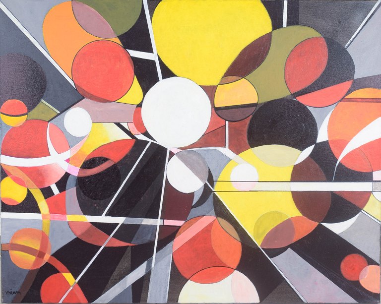 Fransk kunstner, olie på lærred, "Cosmos Imaginaire".