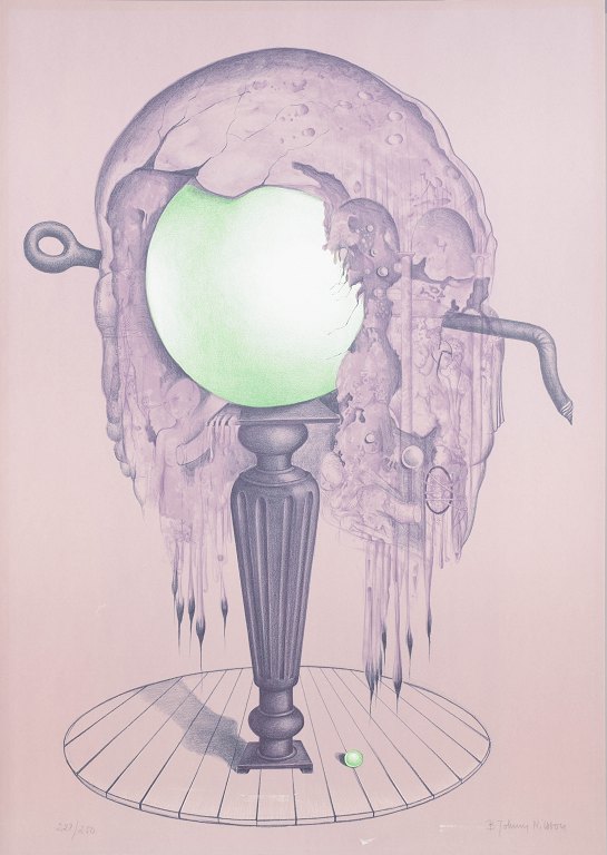 Bert Johnny Nilsson, colour lithograph, listed Swedish visual artist.