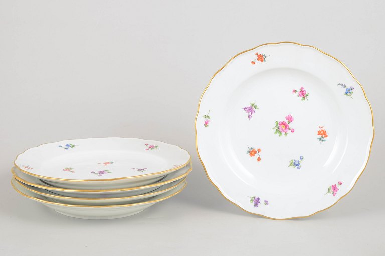Meissen, set of five dinner plates.