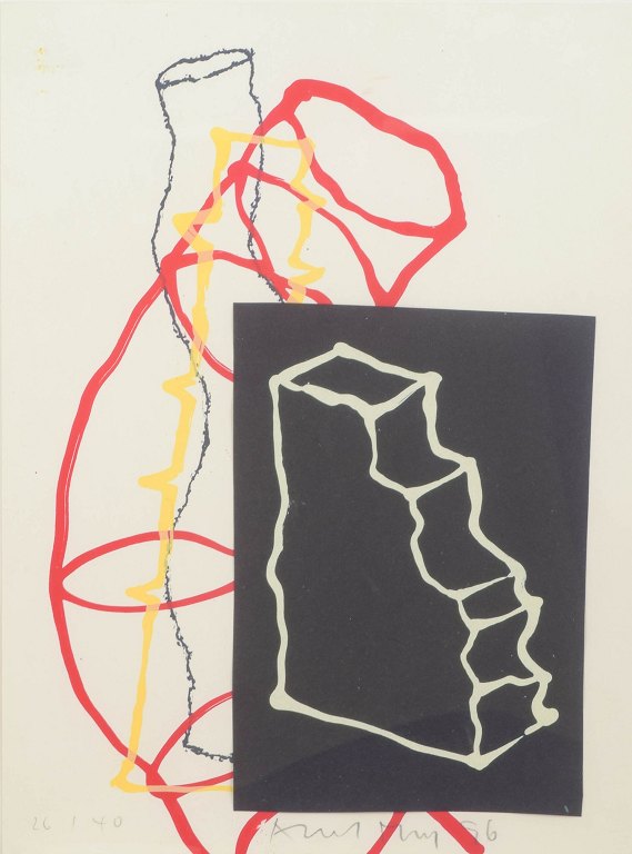 Albert Merz, colour serigraph, Swiss visual artist.