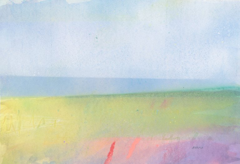 Lars Bertle, oil painting on paper, listed Swedish visual artist.
